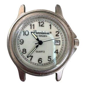 Gruen Precision Quartz Watch Stainless Steel Japan Movement Vintage Parts Repair